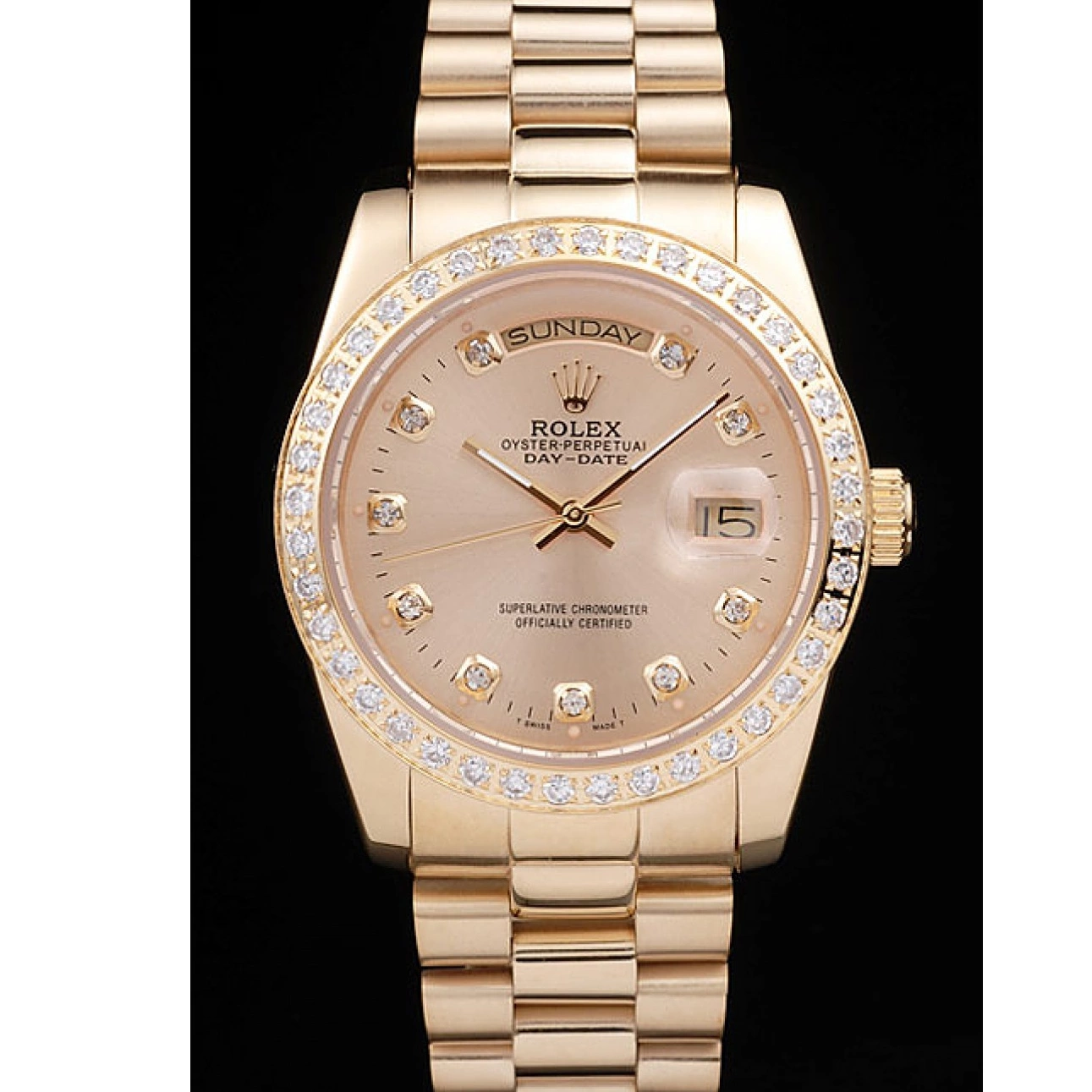 MiroTime 0820 Rolex Day-Date 18k Yellow Gold Plated Stainless Steel Gold Dial